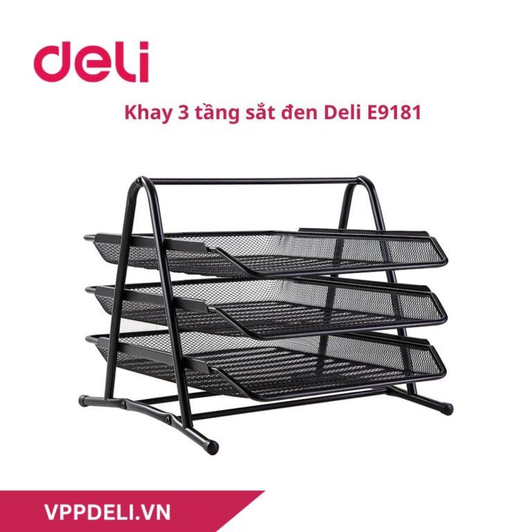 Khay 3 tầng sắt đen Deli E9181